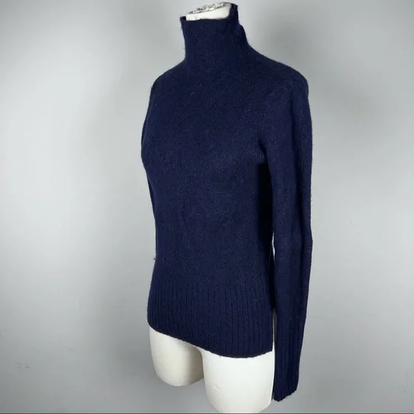 EUC - Madewell, Inland Rolled Turtleneck Dark Blue Sweater in Coziest Yarn, XS - Picture 4 of 15
